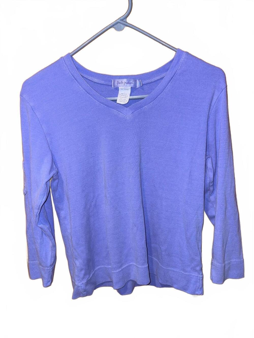 90’s Fresh Produce 3/4 sleeve with accent pocket cotton top - woman’s medium